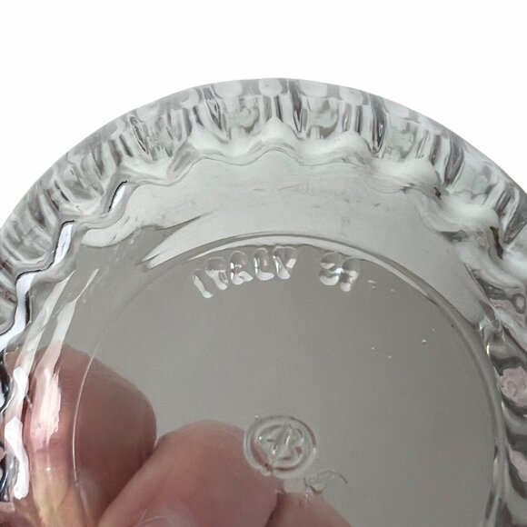 Vintage LB Italy Trinket Box Raised Rose Lid Pressed Clear Glass Vanity Jar EUC - Picture 10 of 11